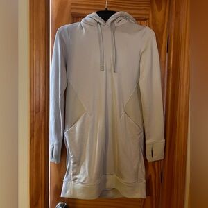 Athleta Plush Cream Fur Hood Dress